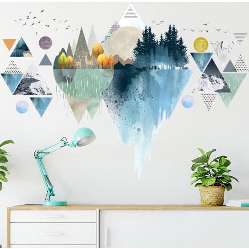 Nordic ins style Triangle Dreamy Mountain Wall Stickers Living room Bedroom Vinyl Wall Decals Creative Home Decor