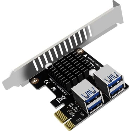 PCI-E Expansion Card Desktop PCI-E 1X to 4-Port PCIE ASM1184E Full-Height Expansion Card for Bitcoin Mining Equipment