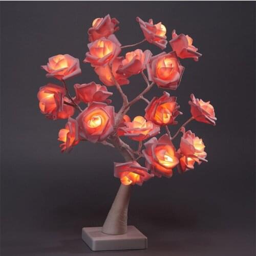 Night Light Rose Flower Romantic Bedside Table Night Light LED USB Charge Connect Switch Valentines Gift Lovers Desk Lamp THB52