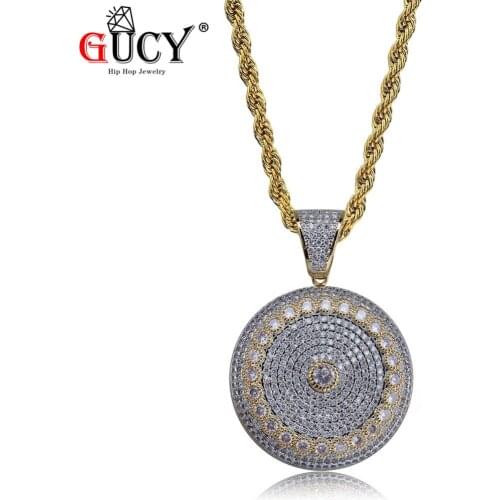 GUCY Hip Hop Dart Board Pendant Necklace All Iced Out Micro Pave Cubic Zircon Gold Silver Plated Mens Jewelry Gift Party
