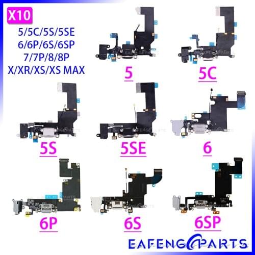 Charger Flex For iphone 5SE 5C 6S 7 8 Plus 6SPlus 7Plus 8Plus X XR XS MAS Charging Port Flex with Mic Microphone Flex Cable