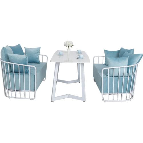 Chinafurniture Nordic coffee shop deck table milk tea shop table and chair combination restaurant double chair dessert shop sofa