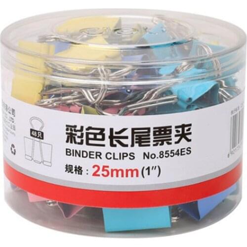 48Pcs/Set Paper Clip Metal Office Binder Clips 25mm 8554ES Paper Clips School Office Supplies 4 Colors Normal Metal Clips