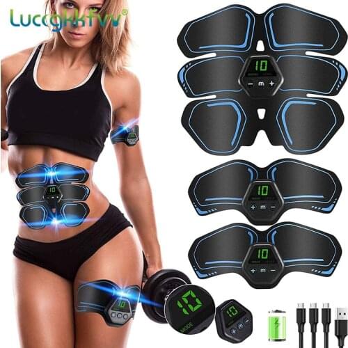 Muscle Stimulator EMS Abdominal Hip Trainer LCD Display Toner USB Abs Fitness Training Home Gym Weight Loss Body Slimming