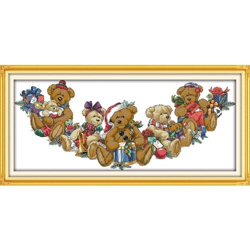 Everlasting Love Christmas Bears (2) Ecological Cotton Chinese Cross Stitch Kits Counted Stamped 14CT And 11CT Sales Promotion