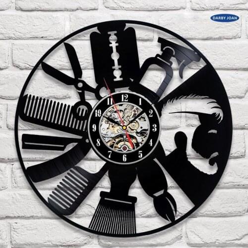 Hairdresser Disk Vinyl Wall Clock Art Decor Unique Decorative Watch Gift Ideas for Salon Hairstyling Clocks