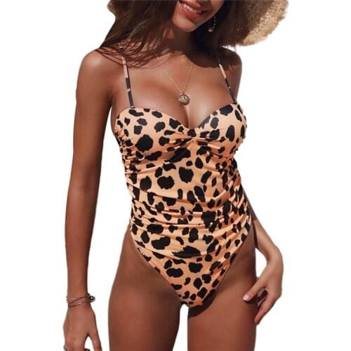 Meihuida One Piece Padded Leopard Print Swimwear Women Ladies Sexy Monokini Bikini Swimsuit Skinny Bodysuits