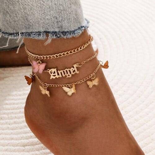 ZOSHI Fashion Cute Butterfly Anklets for Women Multilayers Bohemian Anklet Gold Color Chain Ankle Bracelet Summer Beach Jewelry