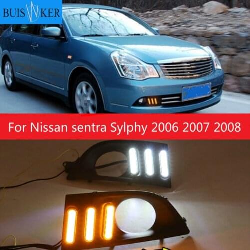 2pcs For Nissan sentra Sylphy 2006 2007 2008 LED DRL Daytime Running Lights Daylight yellow turn Signal lamp