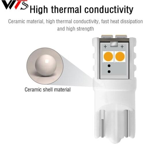 2pcs W5W Led Bulbs 6SMD 3030 Chips T10 168 161 194 501 White Signal Lamp Door Reading Clearance Lights Car Interior Dome Lamp12V