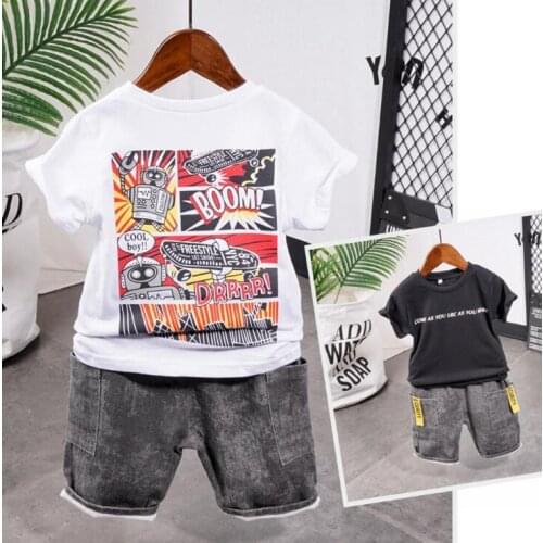 2020 Summer Sport Cotton Baby Children Soft Shorts Suit T-shirt Shorts Boy And Girl Kids Letter Cute Pattern Clothes for 2-7-3