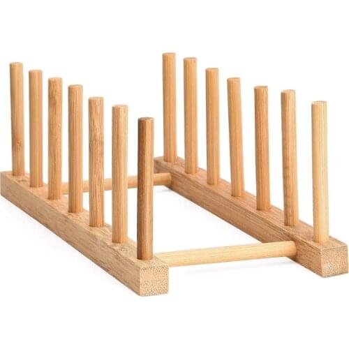28EA Wooden Bamboo Vinyl Record Storage Holder Display Stand Dish Plate Bowl Cup Book Pot Lid Drying Rack Shelf Organizer