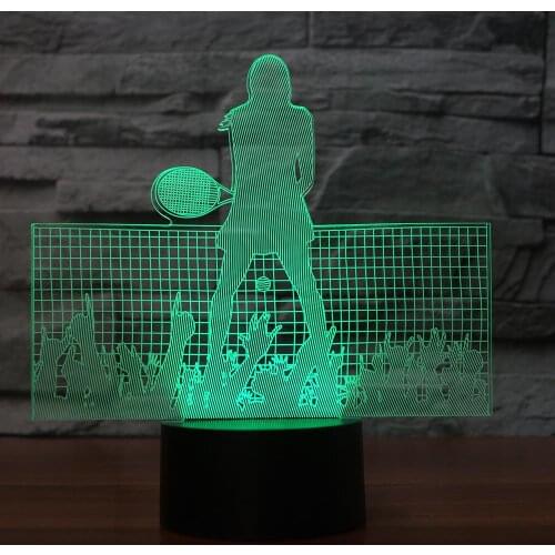 3d Led Night Light 7 Color Change Usb Tennis Player Model Children Kids Gift Baby Sleeping Lighting Sports USB Desk Lamp