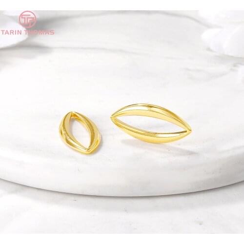 6PCS 9x18MM 24K Gold Color Brass Oval Shaped Charm Pendants for DIY Jewelry Making Findings Accessories