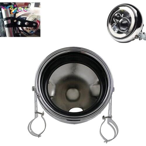 7 Inch Motorcycle Front Moto Projector LED Headlight Chrome Housing Bucket For Yamaha Honda Suzuki 7" Round Headlamps