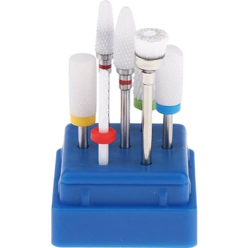 7Pcs Fine Medium Coarse Electric Ceramic Nail Drill Bit Manicure Grinding Tool Cuticle Clean Dead Skin Gel Remover Set