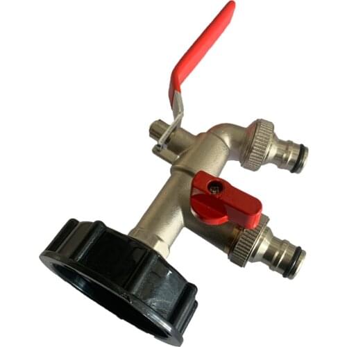 IBC Tank Adapter S60X6 Coarse Thread 1/2" Garden Hose Valve Faucet Double Outlet Water Tank Fitting Tool