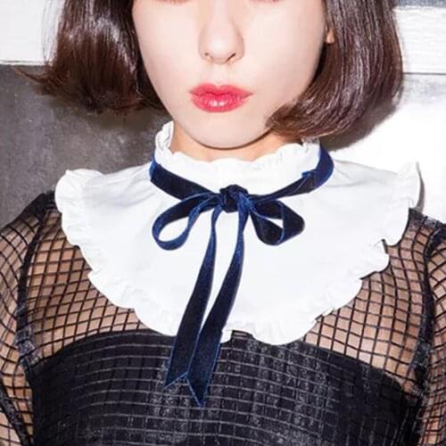 Retro bow gothic wind loli soft Velvet Bow Decoration False Collar Accessory Collar Three-dimensional lace fashion wild lace