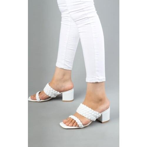 Modabuymus Double Mesh Strappy Heels White Slippers-Hame