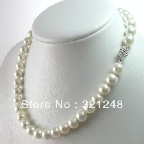 Free shipping diy 8mm white shell simulated-pearl necklace round beads high quality charming women jewelry making 18inch GE4537