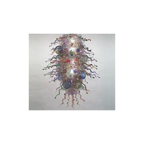 Free Shipping Flower Shape Crystal Hand Blown Glass Hanging LED Modern Art Glass Chandelier Lightings for Villa Decor