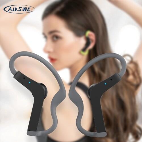 AIKSWE TWS Wireless Bluetooth Sports Earphones Stereo Waterproof Ear Hook Earbuds Handsfree Noise Reduction With Mic For Running