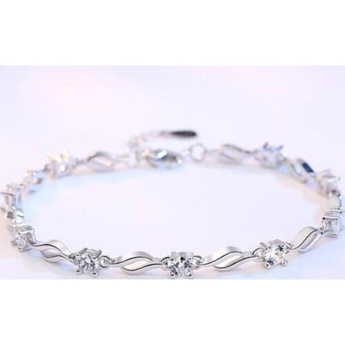 925 sterling silver jewelry bracelet high quality retro fashion woman purple crystal four prong DIY bracelet length 20.5CM
