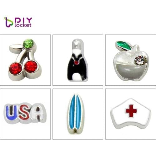 Diylocket 10PCS/lot Mix Style Zinc Alloy Floating charms Fit Glass Floating lockets Pendant LSFC017-612