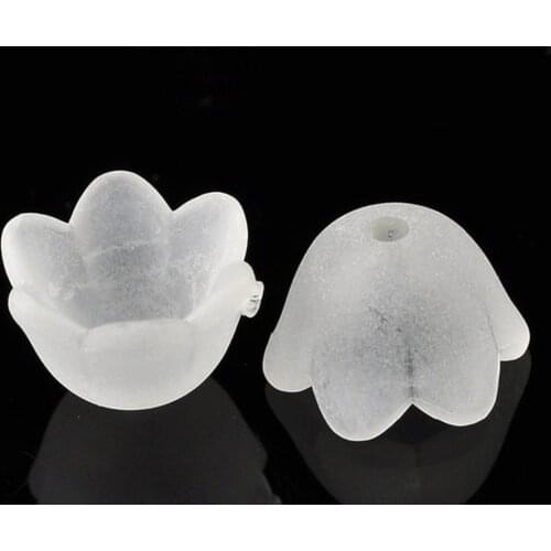 DoreenBeads Acrylic Spacer Beads Flower White Frosted About 10mm(3/8")x 9mm(3/8"),Hole:Approx 1.3mm,60 PCs