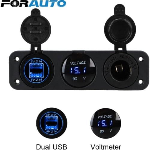 Cigarette Lighter Socket Charger 12/24V Voiture Voltmeter Dual USB Car Charger Adapter 4.2A Fast Mobile Power