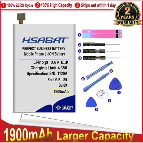 HSABAT 0 Cycle 1900mAh Battery for LG BL-S9 High Quality Mobile Phone Replacement Accumulator