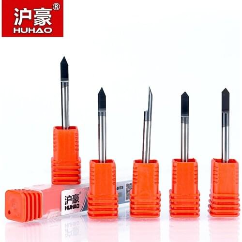 HUHAO 1pc 3.175mm Titanium Coating Engraving Bits 3A Metal Iron Carving Cutter Flat Bottom CNC router bits for wood end mill