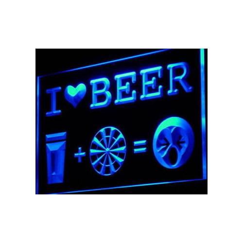 I935 I Love Beer Dart Cup Bar Pub Decor Light Signs On/Off Switch 20+ Colors 5 Sizes