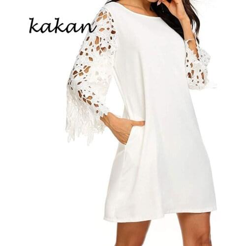 Kakan water soluble lace seven-point sleeve sexy dress 2019 summer new best selling womens dress street dress