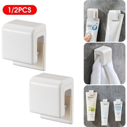 Adhesive Seamless Toothpaste Toothpaste Hanging Holder Clip Facial Cleanser Clip Wall Mount Self Adhesive Organizer Home Storage