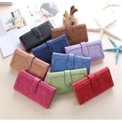Korean fashion retro frosted stitching ladies wallet pu leather long zipper coin purse multi-card pocket student wallet wallet