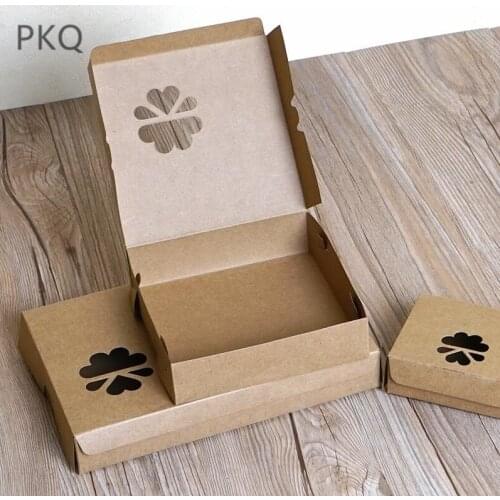 10pcs Vintage Paper Box For Cake Packaging Hollow Clover Egg Tart Box Event Party Baking Cookie Favor Box