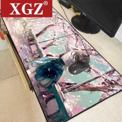 Cherry Blossom Sakura Anime Girl Large Gaming Mouse Pad Locking Edge Office Desk Mat Big Computer Mouse Mat Game Keyboard Pad