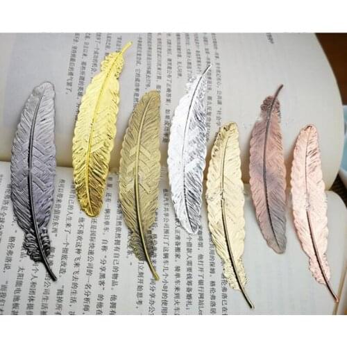 Creative Retro Golden Feathers Design Metal Bookmark for Books School Students Vintage Bookmarks Beautiful Gifts 100pcs/lot