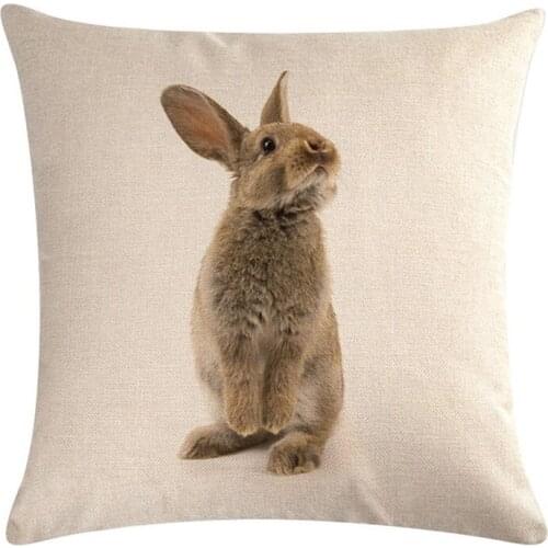 Animal Rabbit Deer Cat Linen Printed Decorative Cushion Cover Pillow Case Nordic Cushion Cover Sofa Car Decoration