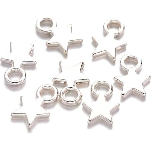 Five-Pointed Star Pendant Small Pendant Vintage Tibetan Silver Alloy Accessories Handmade DIY Ornament Accessories