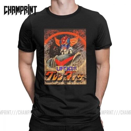 Goldorak UFO Robot Grendizer T-Shirts for Men Vintage 100% Cotton Tees Round Neck Short Sleeve T Shirts Unique Clothes Plus Size