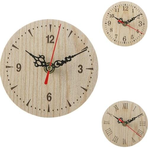 Retro Numbers Round Wooden Desktop Wall Clock Living Room Bedroom Home Decor