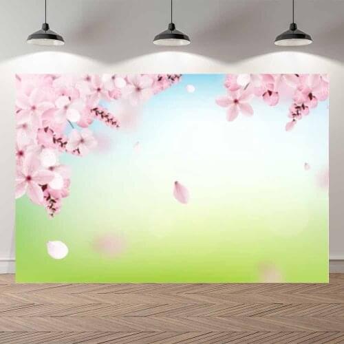 NeoBack Thin Vinyl Spring Floral Petals Green Garden Bay Kids Portrait Birthday Photography Backdrop Photo Photocall Banner