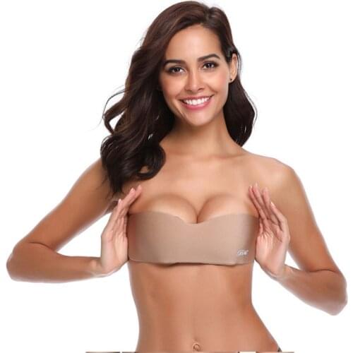 Invisible Bra Strapless Bras Dress Wedding Party Sticky Self-adhesive Silicone Brassiere Breathable Push Up Adhesive Bras