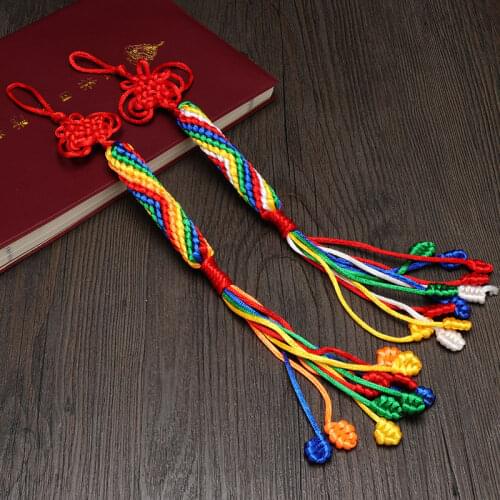 Tibetan Color Thread Hand-Woven V-Shaped Victory King Kong Auspicious Knot Car Hanging Chinese Bag Decoration