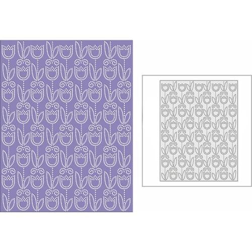 New 2021 Spotty Tulips Flower Panel Metal Cutting Dies for DIY Scrapbooking and Card Making Background Embossing Craft No Stamps