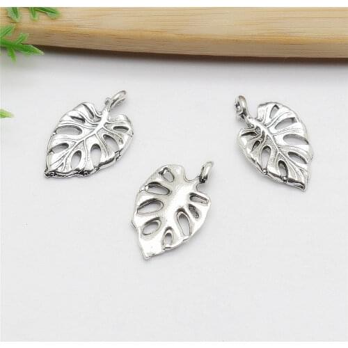 Wholessale 83pcs Tree leaf Charm Antique Silver Plated pendant fit Bracelets Necklace DIY Jewelry Making 1