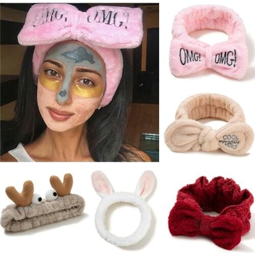 Wash Face Hair Holder Hairbands Soft Warm Coral Fleece Bow Animal Ears Headband For Women Girls Turban Fashion Hair Accessories