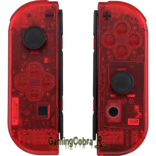Custom Transparent Clear Red Housing Shell Cover with Full Set Buttons for Nintendo Switch Joy-Con Controller